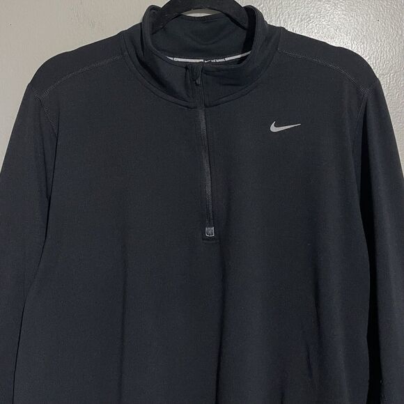 Nike Running Long Sleeve 1/4 Zip Shirt Men L Thumbhole Dri Fit Reflective Collar - Picture 1 of 9